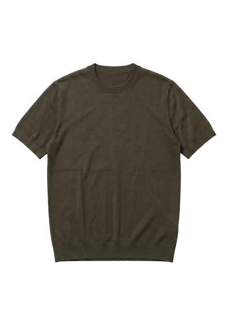 Paolo Pecora Milano Men's Gauge 16 Cotton Crewneck - Dark Green PAOLO PECORA |  | A009 F1005407